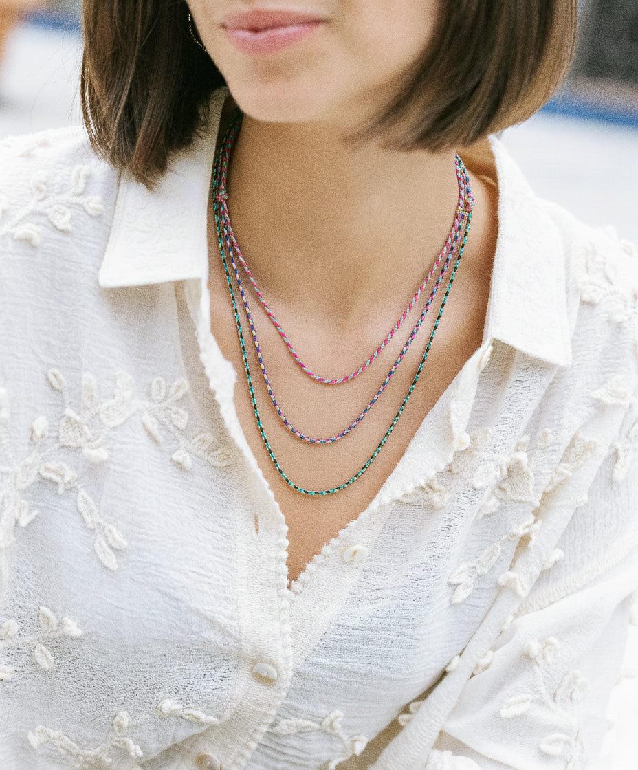 Collier coulissant cordon lurex Un de ces quatre